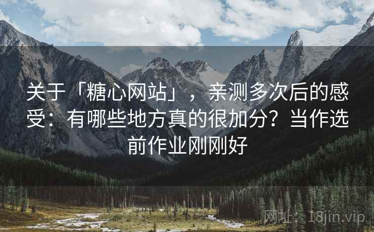 关于「糖心网站」，亲测多次后的感受：有哪些地方真的很加分？当作选前作业刚刚好